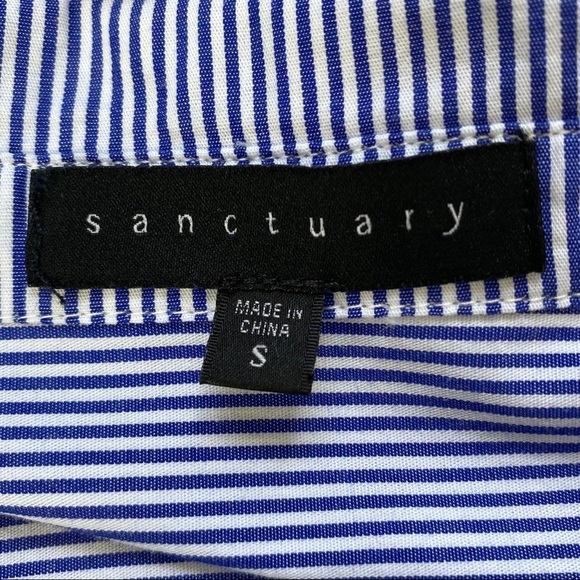 Sanctuary Tie Lace Top Pinstriped Blue Size S - Picture 8 of 8